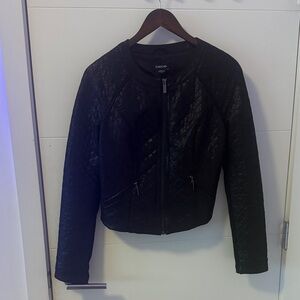 Bebe Black Textured Bomber Jacket